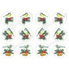 Kék cinkék fenyőágon - 6,5 cm