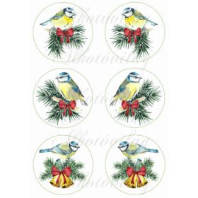 Kék cinkék fenyőágon - 9 cm