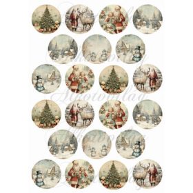 Vintage karácsonyi körök vegyesen - 4,5 cm átmérőjű