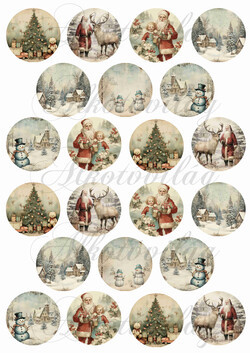 Vintage karácsonyi körök vegyesen - 4,5 cm átmérőjű