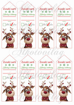 Könyvjelzők rénikkel ÉSZAKI SARK KÜLÖNLEGES KÜLDEMÉNY felirattal - 13 cm x 4,3 cm - NÉVRE SZÓLÓAN KÉRHETŐ (szerkesztési díjért)