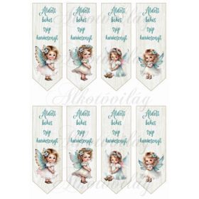   Könyvjelzők tüneményes türkiz ruhás angyalkákkal, feliratokkal - 13 x 4,3 cm