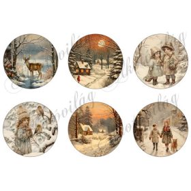 Körök karácsonyi vintage mintákkal - 8,5 cm