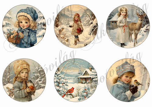 Körök karácsonyi vintage mintákkal 2 - 8,5 cm