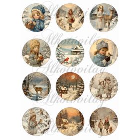 Körök karácsonyi vintage mintákkal vegyesen 6 cm