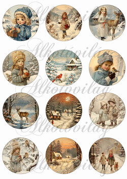 Körök karácsonyi vintage mintákkal vegyesen 6 cm