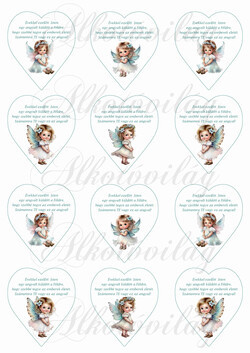 Tüneményes angyalkák türkiz ruhában felirattal - 6,5 cm magas