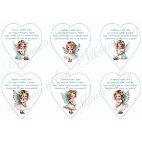   Tüneményes angyalkák türkiz ruhában felirattal - 9 cm magas