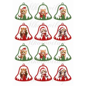 Tüneményes cicák harangokban - 6 cm magas