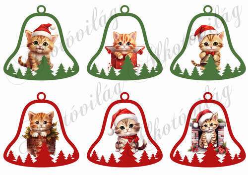 Tüneményes cicák harangokban - 9 cm magas