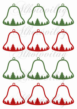 Tüneményes kutyusok harangokban - 6 cm magas HÁTULJA