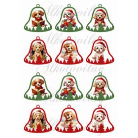 Tüneményes kutyusok harangokban - 6 cm magas