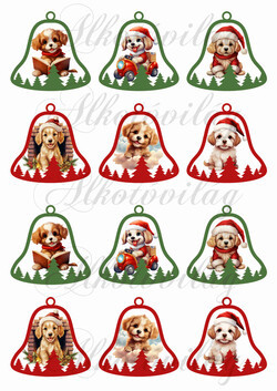 Tüneményes kutyusok harangokban - 6 cm magas