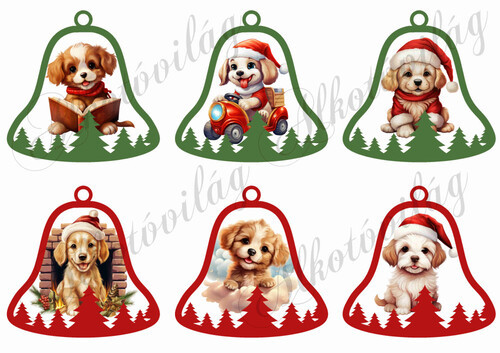 Tüneményes kutyusok harangokban - 9 cm magas