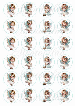 Tüneményes türkiz ruhás angyalkák 4 cm körökben