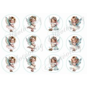 Tüneményes türkiz ruhás angyalkák 6 cm körökben