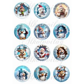 3D Karácsonyfadíszek cuki figurákkal - 6,5 cm