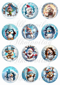 3D Karácsonyfadíszek cuki figurákkal - 6,5 cm