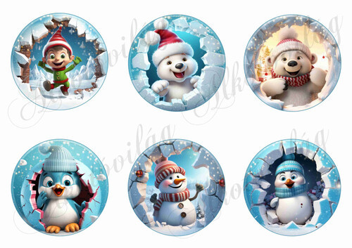 3D Karácsonyfadíszek cuki figurákkal 2 - 8 cm