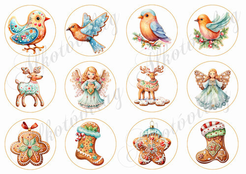 Csodás mézeskalács figurák körökben - 6 cm