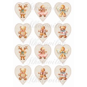 Csodás mézeskalács figurák szívekben - 6,5 cm