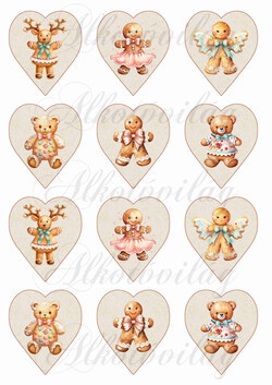 Csodás mézeskalács figurák szívekben - 6,5 cm