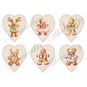 Csodás mézeskalács figurák szívekben - 9 cm