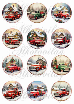 Karácsonyfadíszek autókkal,házakkal - 6,5 cm