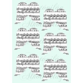 Angyalszárnyak fekete-fehér kottás mintákkal