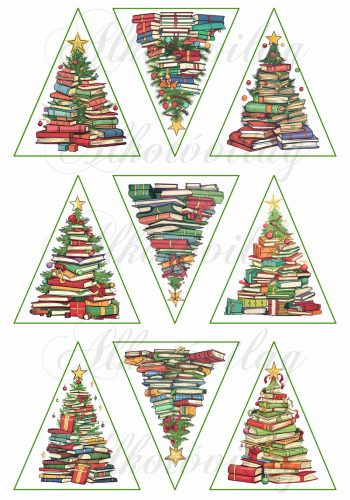 Fenyőfa könyvekből karácsonyfadíszhez