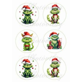 GrincsCic mikulássapkában 8,5 cm körökben