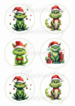 GrincsCic mikulássapkában 8,5 cm körökben