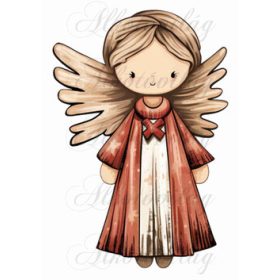 Kedves angyalka barnás ruhában - 27 cm magas