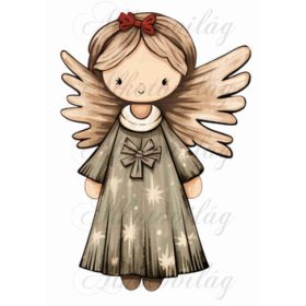 Kedves angyalka zöldes ruhában - 27 cm magas