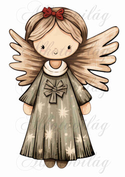 Kedves angyalka zöldes ruhában - 27 cm magas