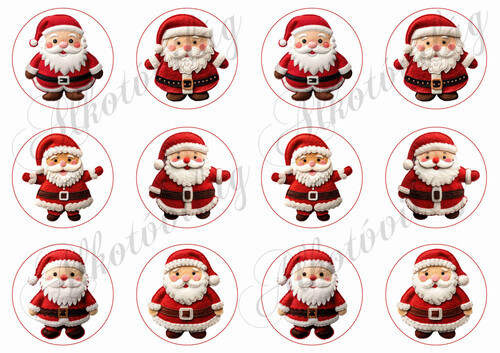 Kedves mikulások filcből varrva - 6 cm körökben