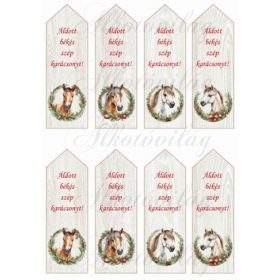   Könyvjelzők lovakkal - karácsonyi koszorúkban 13 x 4,3 cm