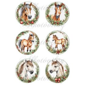 Lovak karácsonyi koszorúkban - 8,5 cm körökben