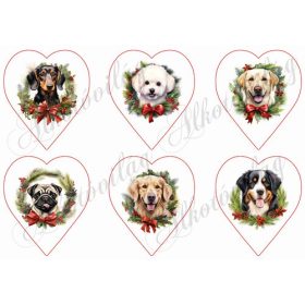 Tacsi, mopsz, labrador stb. kutyusok 9 cm-es szívekben