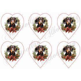 Tacsik karácsonyi koszorúban 9 cm-es szívekben