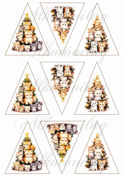 Tüneményes cica fenyőfa karácsonyfadíszhez