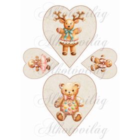 Cuki mézeskalács figurák szívekben - 13 cm magas