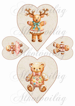 Cuki mézeskalács figurák szívekben - 13 cm magas