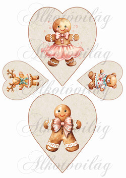 Cuki mézeskalács figurák szívekben 2 - 13 cm magas