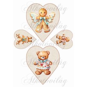 Cuki mézeskalács figurák szívekben 3 - 13 cm magas