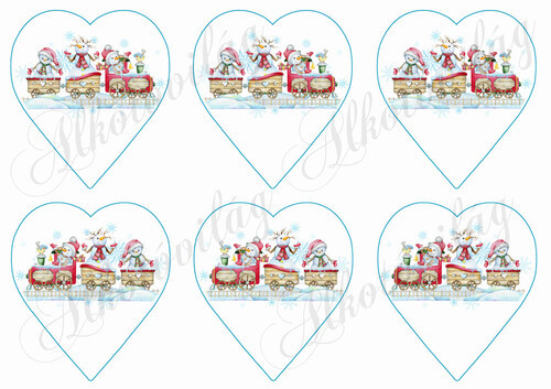 Karácsonyi vonat szíveken 9,5 cm magas