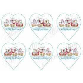   Karácsonyi vonat szíveken BOLDOG KARÁCSONYT felirattal 9,5 cm magas