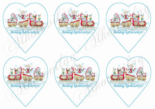 Karácsonyi vonat szíveken BOLDOG KARÁCSONYT felirattal 9,5 cm magas