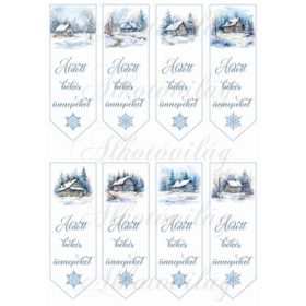   Könyvjelzők téli tájakkal kékes árnyalatban 13 x 4,3 cm