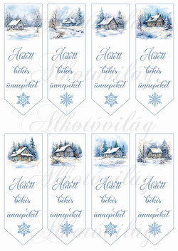 Könyvjelzők téli tájakkal kékes árnyalatban 13 x 4,3 cm